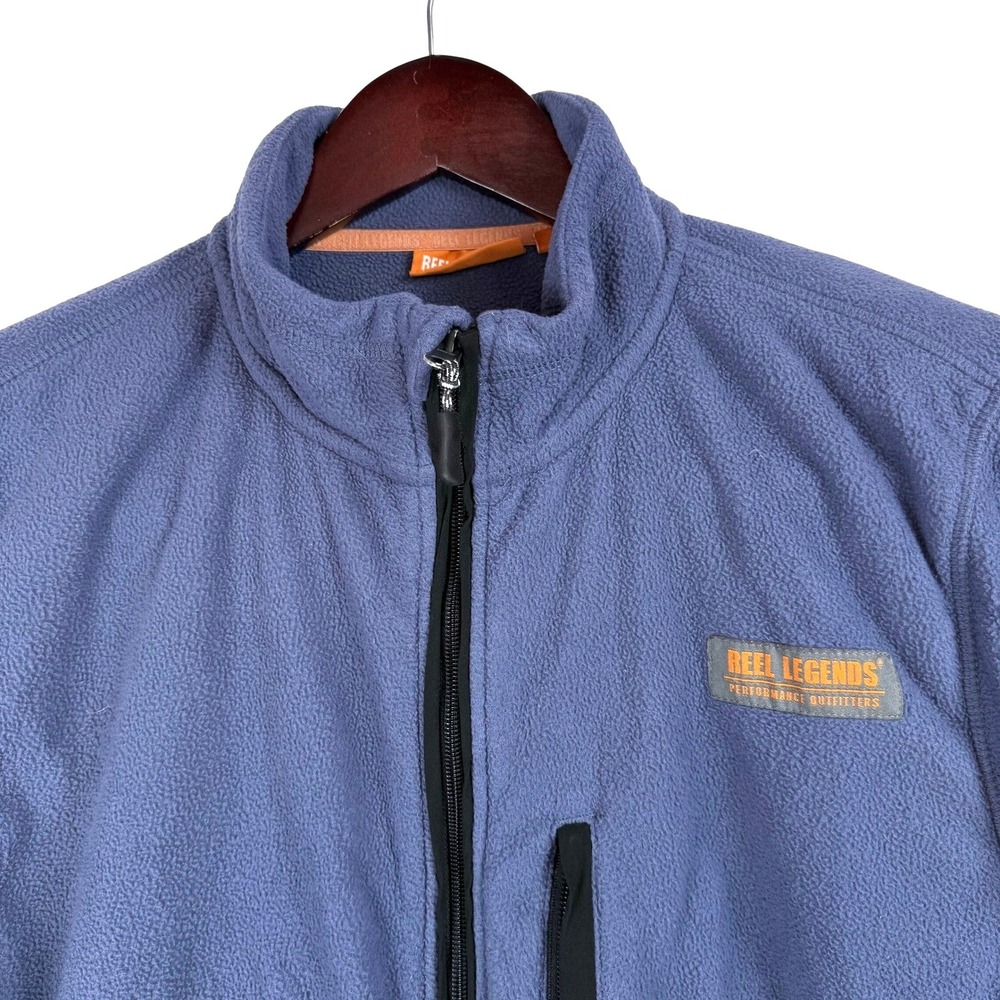 Reel Legends Performance Outfitters Fleece Jacket Mens Blue Full‎ Zip Pockets L